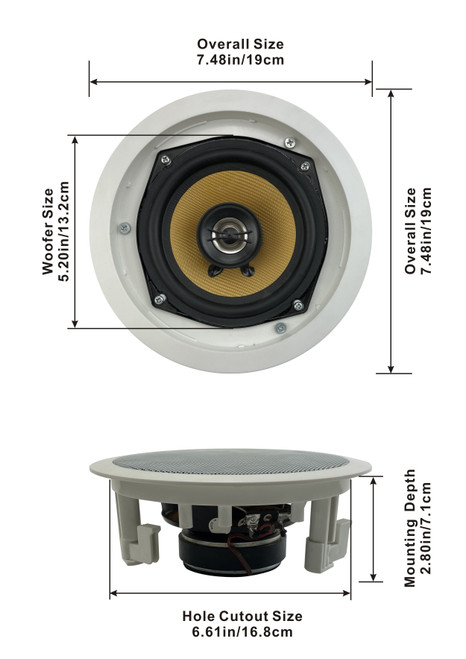 HD-5 Flush Mount In Ceiling Speakers Home Theater 7 Pack